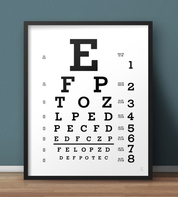 snellen eye chart print lettering typography custom eye chart