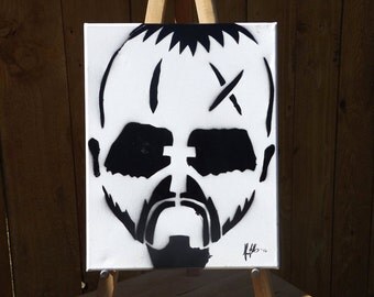 Aw Yeah Paint 11x14 spray paint and stencil on canvas