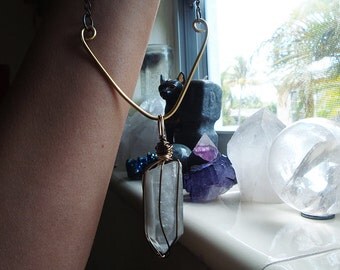 Blue Phantom Quartz Point Necklace