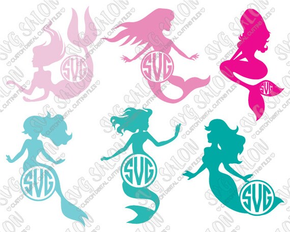 Mermaid Circle Monogram Cutting File / Clipart Set in by SVGSalon