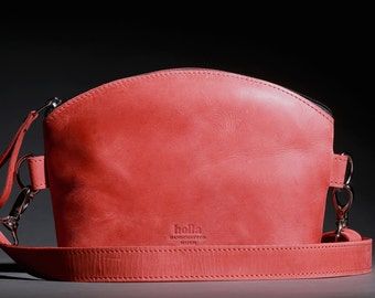 Leather Cross Body Bag, Red Small Leather Bag, Crossbody Purse, Small Handbag, Wife gift, Girlfriend gift, Gift idea for woman