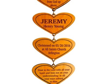 Christening Gift from GiGi and Nana,First Holy Communion Wall Keepsake,Personalized Baptism Hearts,Custom Baptism Gift from Grandparents.