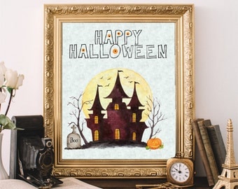 Halloween Decor, Happy Halloween, Printable Wall Art, Instant Download Print