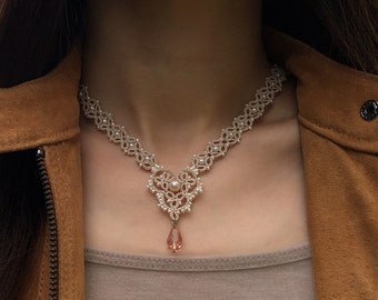 Tatting lace necklace pdf pattern (Somewhere In Time)