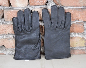 Vintage Black Leather Gloves Man's Leather Gloves Size 10.5 NOS Winter Gloves Driving Black Genuine Leather Perfect Gift for Him