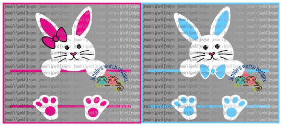 Download Bunny Bundle Easter Split Monogram SVG & DXF Studio Cut File