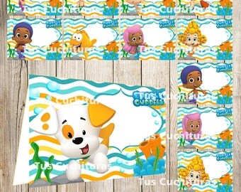 24 Bubble Guppies Food Tent Cards instant download, Printable Bubble Guppies Labels, Bubble Guppies Party Table Label