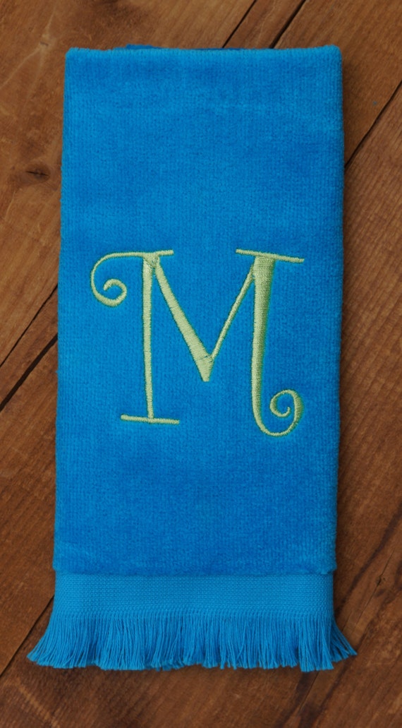 Single Initial Monogram Fingertip Towel Curlz Font