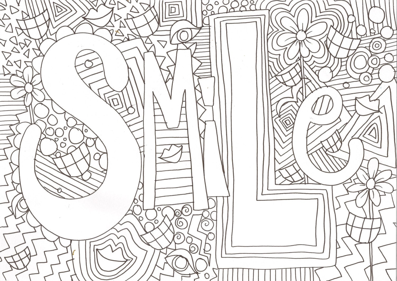 smile colouring page hand drawn positive