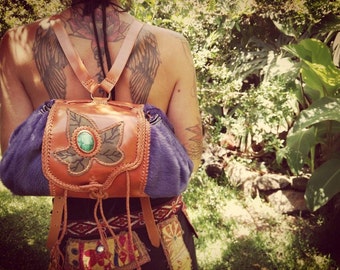 BACKPACK leather VINTAGE, Bohemian, hippie