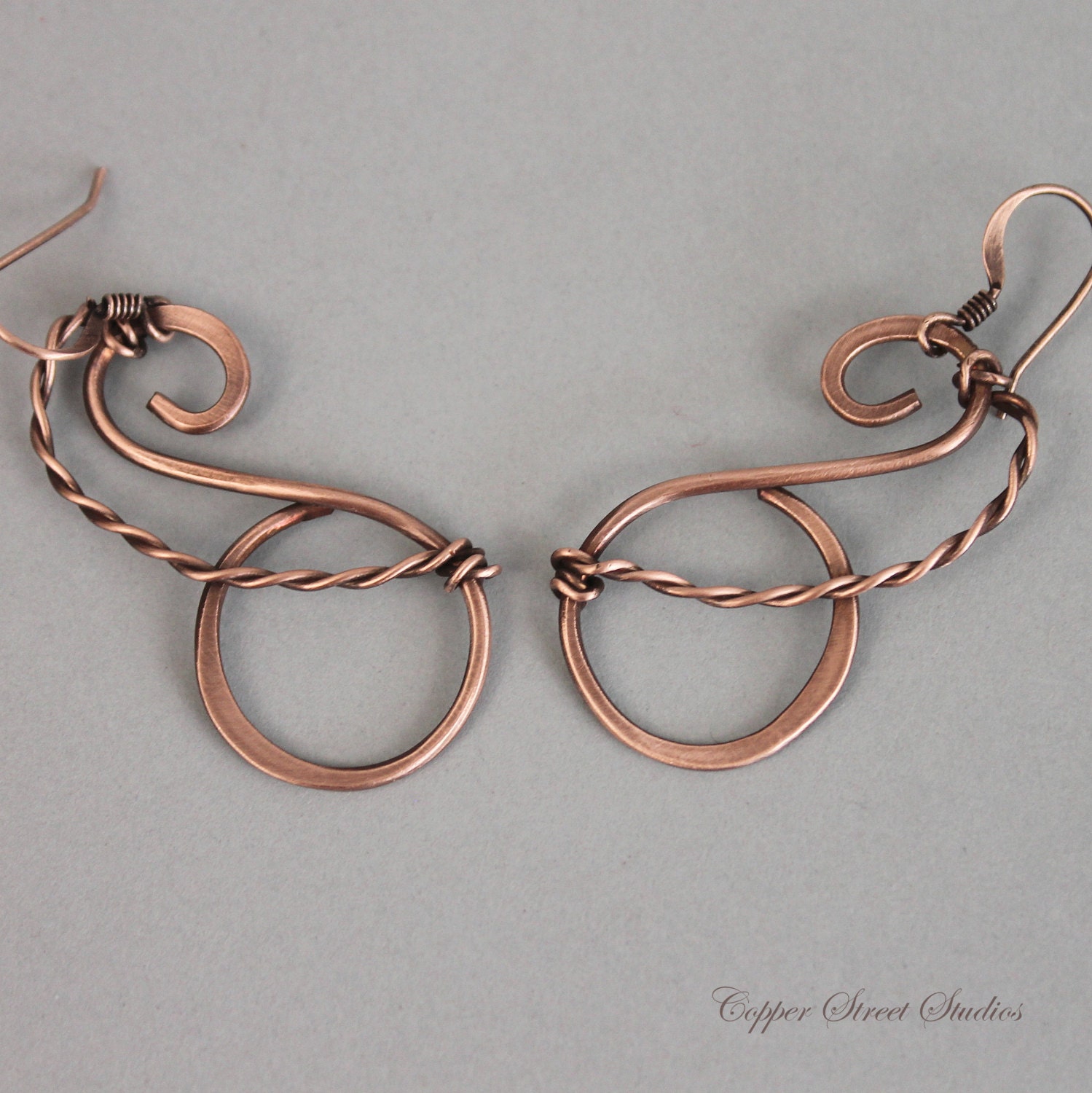 Copper Dangle Earrings Copper Earrings by CopperStreetStudios