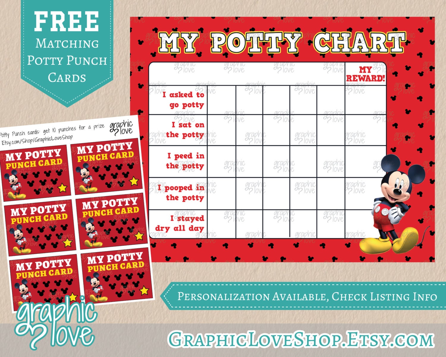 Mickey Mouse Potty Training Chart FREE Punch by