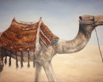 Original Camel Oil Painting on Canvas -- Hand Painted -- Ready to Hang