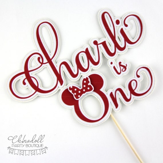 minnie mouse cake topper | red and white | inspired by disney minnie and mickey mouse | mickey ears Il_570xn