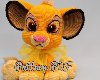 Lion Kion/Simba crochet pattern PDF, English USA, Rey Leon Simba, Spanish