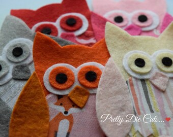 Felt and Fabric Owls, Owl Embelishments, Large Owls, Decorative Owls, Die Cut Birds, Owl Pack Felt Bird Shapes, Die Cut Craft Embellishments