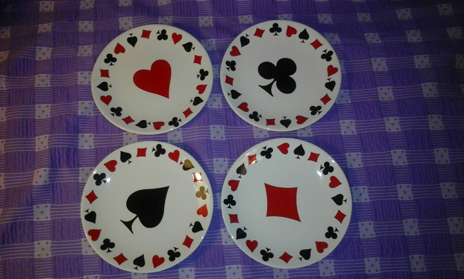 Set Of 4 Playing Card Snack Dessert Salad Heart Spaxe Club