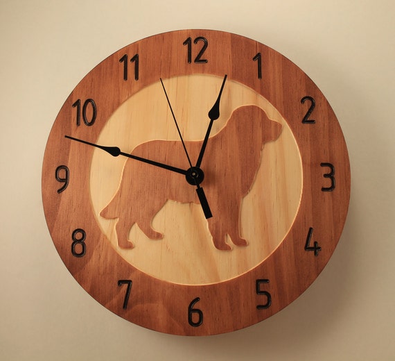 Pine dog clock Puppy clock Wood clock Wall clock Wooden wall