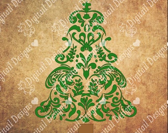 Swirl Christmas Tree svg - png - dxf - fcm - eps - ai Cut file - Silhouette - Cricut - Christmas Svg - Tree Svg - Filigree Christmas Tree