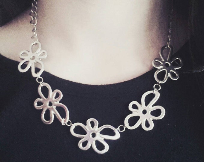 Flower necklace/ boho flower necklace/ boho necklace/ flower charm necklace /boho necklace/hippie necklace/ sterling silver necklace