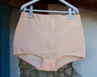 Vintage Panty Girdle in Nude with Zipper in XL Size