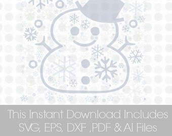 Snowman svg, winter svg, SVG, Pdf, DXF, EPS, Ai Vinyl cutting file for use in Silhouette Cameo Designer Edition & Cricut Design Space,