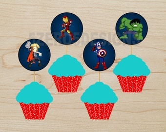 Avengers Cupcake Toppers, Avengers Birthday Party, Avengers Party, Avengers Birthday, DIGITAL DOWNLOAD