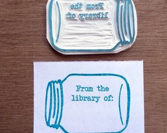 Mason jar stamp, mason jar bookplate stamp, ex libris stamp, ex libris rubber stamp, mason jar stamper, bookplate stamper, library stamp