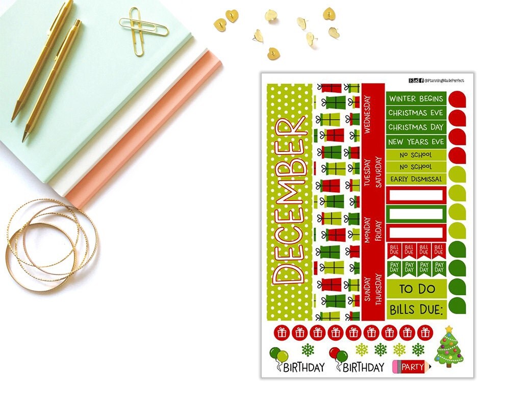 December Monthly Planner Stickers for your by PlanningMadePerfect
