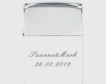 Personalised High Polished Chrome finish Fliptop Lighter in presentation box
