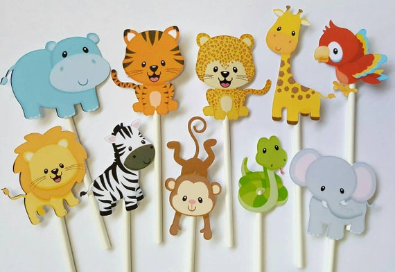 Safari cupcake toppers set of 12 jungle cupcake toppers