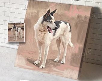 CUSTOM PET Portrait from Photo on Canvas, Housewarming gift, Customized Dog Art, Digital File or Painting (Mounted Gallery Wrap)