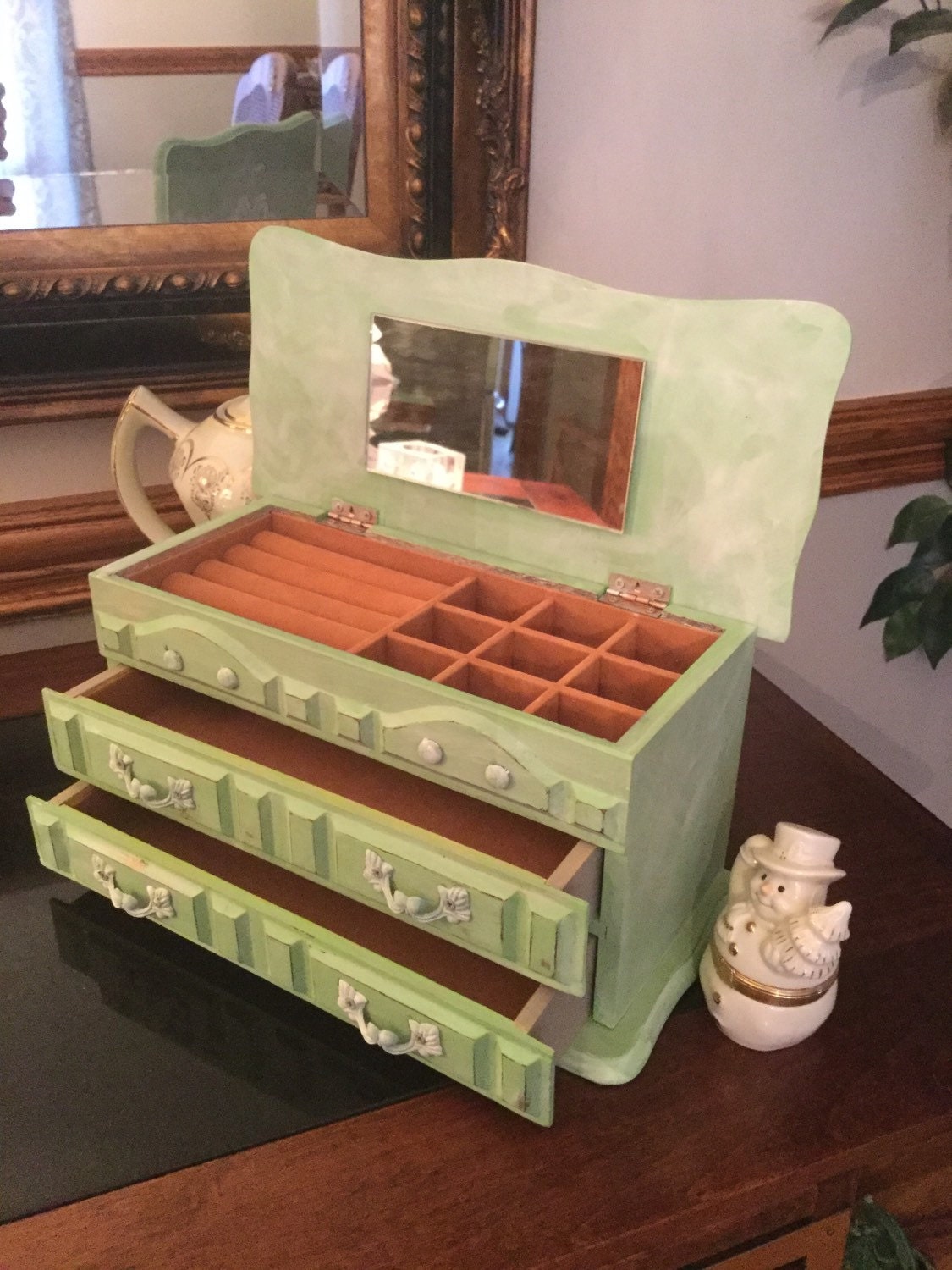 Vintage Hand Painted Jewelry Chest // by ByeByBirdieDesigns