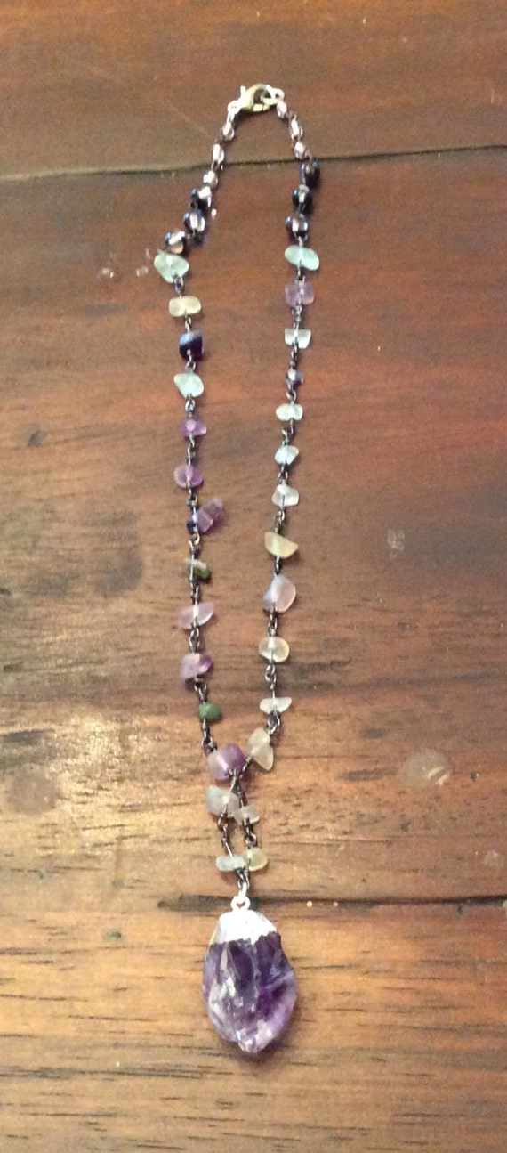 Amethyst Crystal Healing Necklace by LunaMarinaDesigns on Etsy