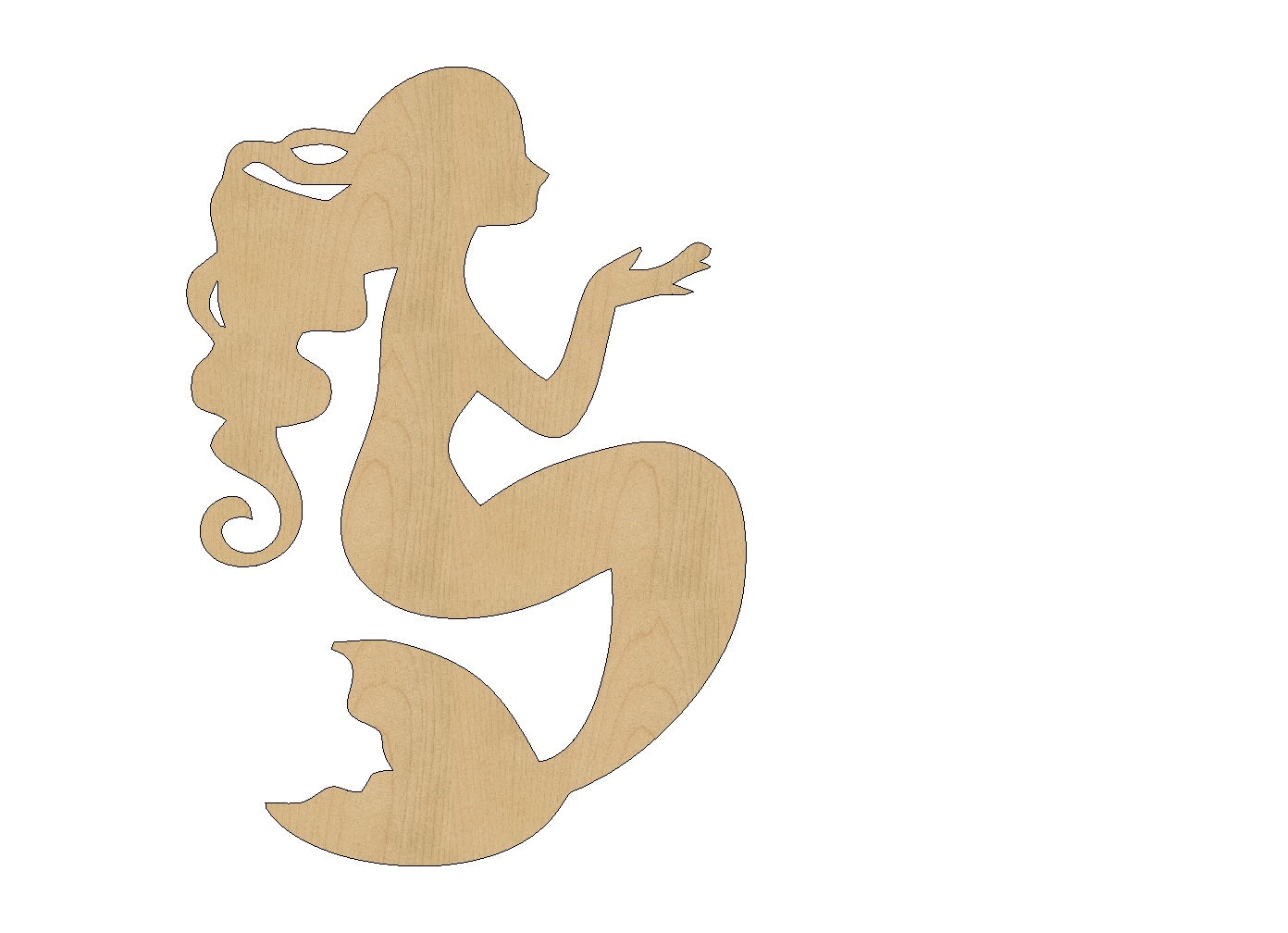 Mermaid Cutout Shape Laser Cut Unfinished Wood Shapes Craft