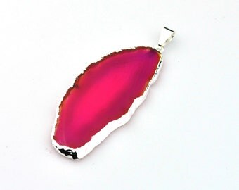 Pink Agate, Agate Pendant, Agate Necklace, Agate Slice, Silver Agate, Pink Agate Pendant, Agate Crystal, #11, Agate Stone, Natural Agate