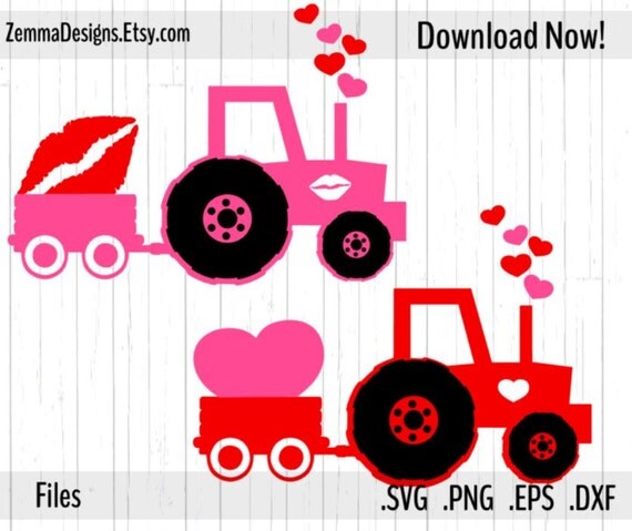 Download Valentine svg Tractor svg file types. .DXF .SVG .PNG