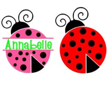 LadyBug Monogram SVG, Studio 3, DXF, PS, Ai and pdf Cutting Files for Electronic Cutting Machines