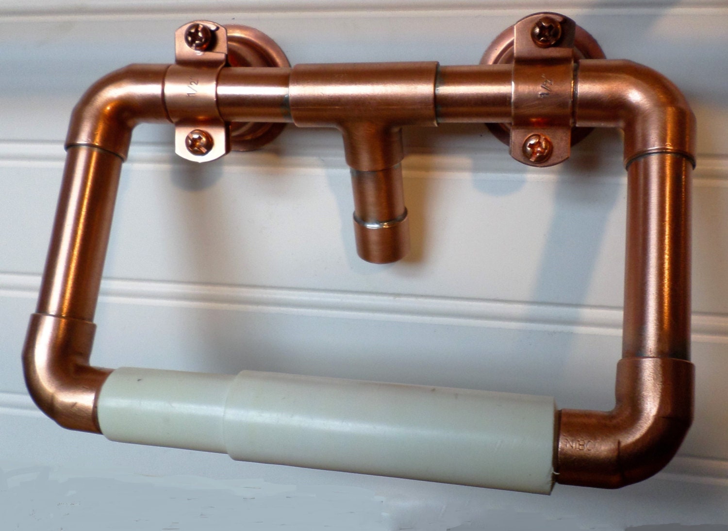 Toilet paper holder with spring toilet paper holder rod in