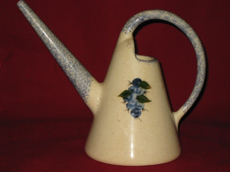 Hand Painted Ceramic Watering Can/Vintage by iLikeEclectic on Etsy