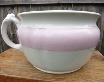 Antique Ironstone Chamber Pot Wood and Son England Cottage Shabby Style Victorian Bedroom