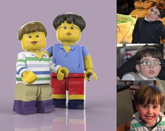 Personalized children - Custom Children Portrait - brothers gift. Lego portrait. Kid's Illustration. birthday gift. lego birthday shirt.