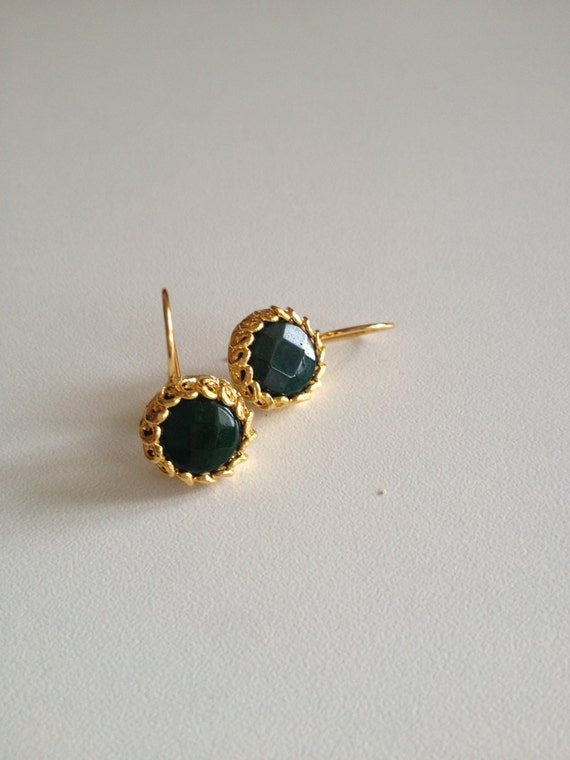 Gemstone Earring Green Earring Gold Filled Earring