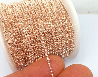 35 Yards 1.2mm Bling Light Rose Gold Peach Faceted Ball Chain Beaded Brass Based D/C Cutting Ball