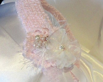 Flower girl headband, Flower girl headpiece, Baby headband, Baby headband kit, Baby headbands and flower, Pink headband, Baby pink headband