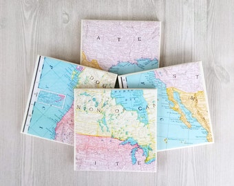 Travel Coasters Map Tile Coasters Map Print Teacher Gift for Teacher Graduation Gift for Graduate Student Gift for Student Classroom Map - 4