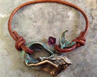 Bohemian 'Mermaid Magic' Bracelet in Verdigris (aqua green) Patina