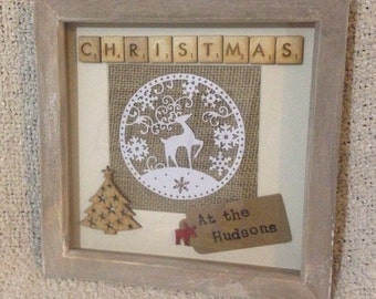 Christmas family frame, personalised family christmas frame, personalised family name frame, rustic Christmas frame, Christmas decoration,