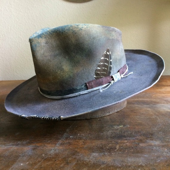 Wide brim fedora hand made fedora custom hat one of a kind