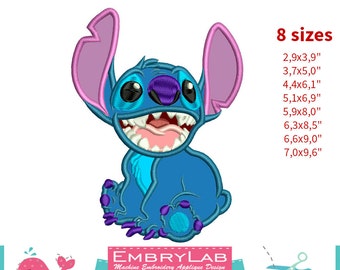 Applique Stitch. Lilo & Stitch. Machine Embroidery Applique Design. Instant Digital Download (16270)